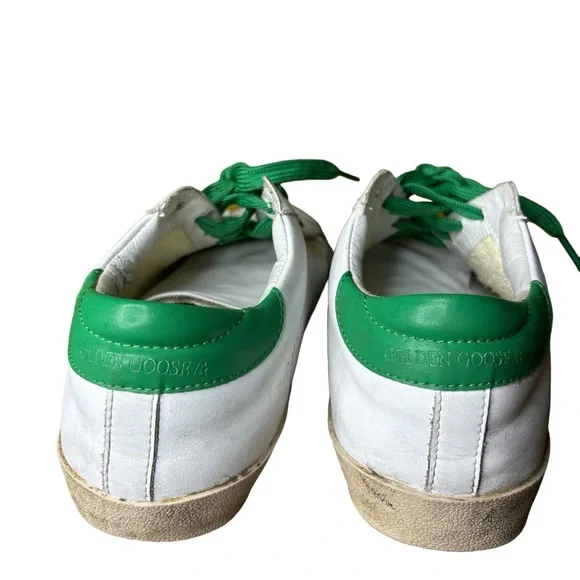 GooseShoesGolden Goose White Leather Green Glitter Superstar Sneakers Si… - Picture 4 of 12